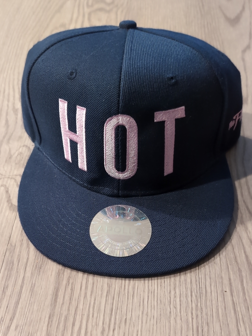 Black Snapback Hat with Pink 'HOT' Embroidery - Women Accessories